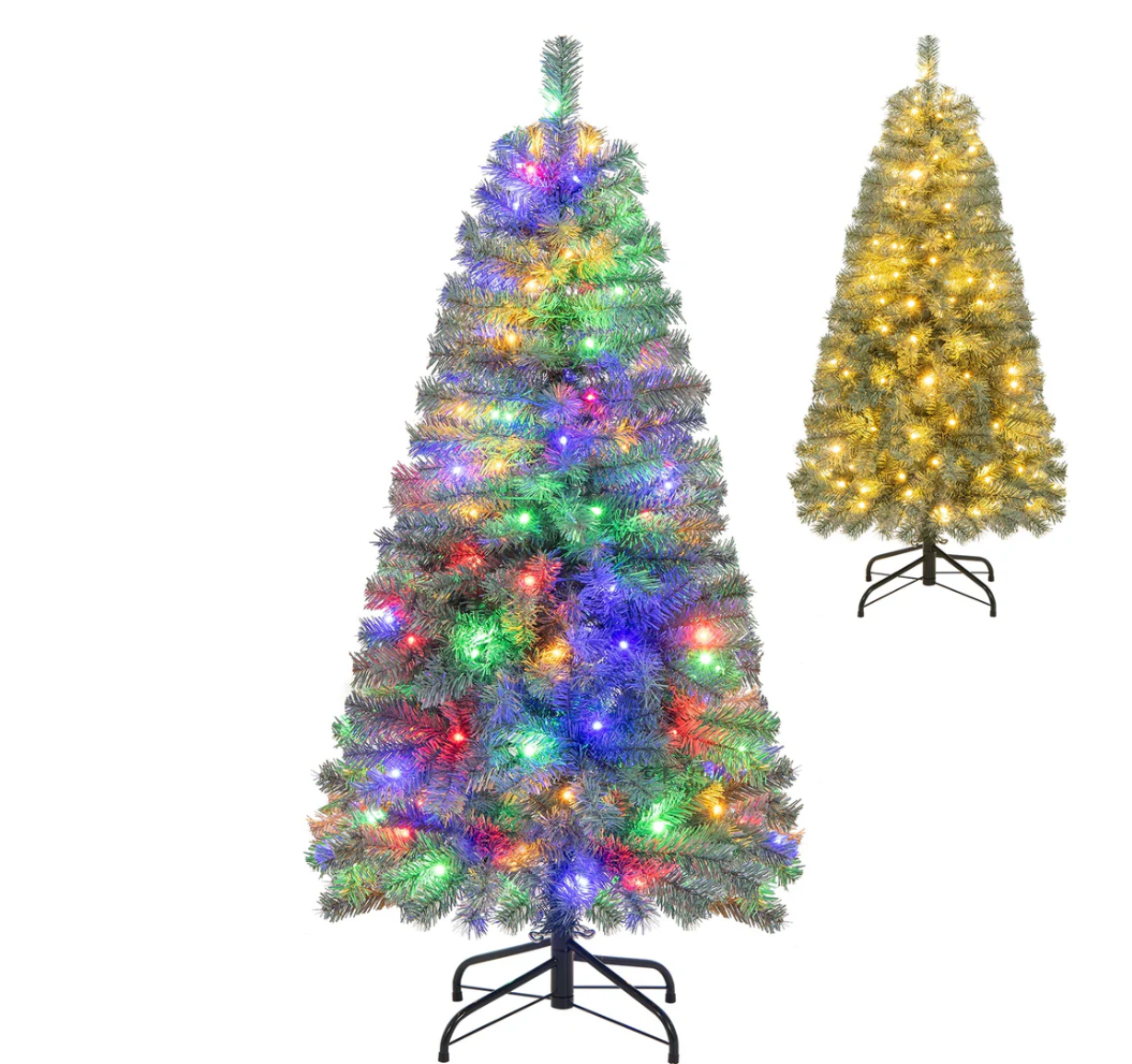 Pre-Lit Blue Artificial Christmas Tree Slim with 9 Lighting Modes-4.5 ft, Blue