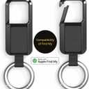 Lmrbelec Keychain Tracker Tag, Works with Apple Find My (iOS Only), Heavy Duty Car Key Chain Keychain Accessories for Men, llaveros para Hombres Carabiner Keychain AntiLost Key Finder, Black