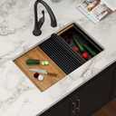 30 Black Undermount Granite Composite Kitchen Sink with Luxury Accessories, 30"x19"x10"