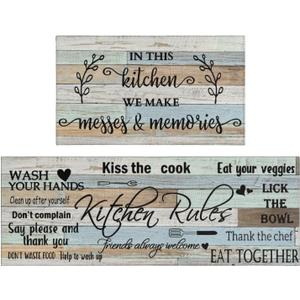 Farmhouse Kitchen Rug Sets of 2 Piece Non Slip Kitchen Rugs and Mats Washable Kitchen Mats for Kitchen Floor Mat Carpet Runner Rugs for Hallway Laundry Decor 17x30+17'' X 47''