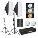 MOUNTDOG Softbox Lighting Kit, 2x19.7"x27.5" Photography Continuous Lighting System with 2pcs 85W 5700K E27 Socket LED Bulbs and Remote for Portrait Product Fashion Photography
