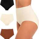 CULAYII High Waisted Underwear for Women Cotton No Muffin Top Full Coverage Briefs Soft Stretch Ladies Panties 5 Pack (X-Large)