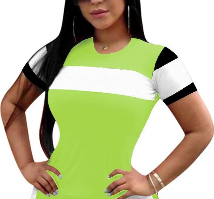 TOPONSKY Womens T-Shirt  (X-Large, Ab Bbw Fluorescent Green White)