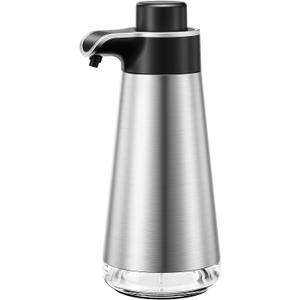 BYUNER Soap Dispenser for Bathroom & Kitchen, 15 fl oz Refillable Soap Dispenser, Brushed Silver Metal Look Countertop Soap Dispenser, Rust-Free Hand Soap & Dish Soap Dispenser