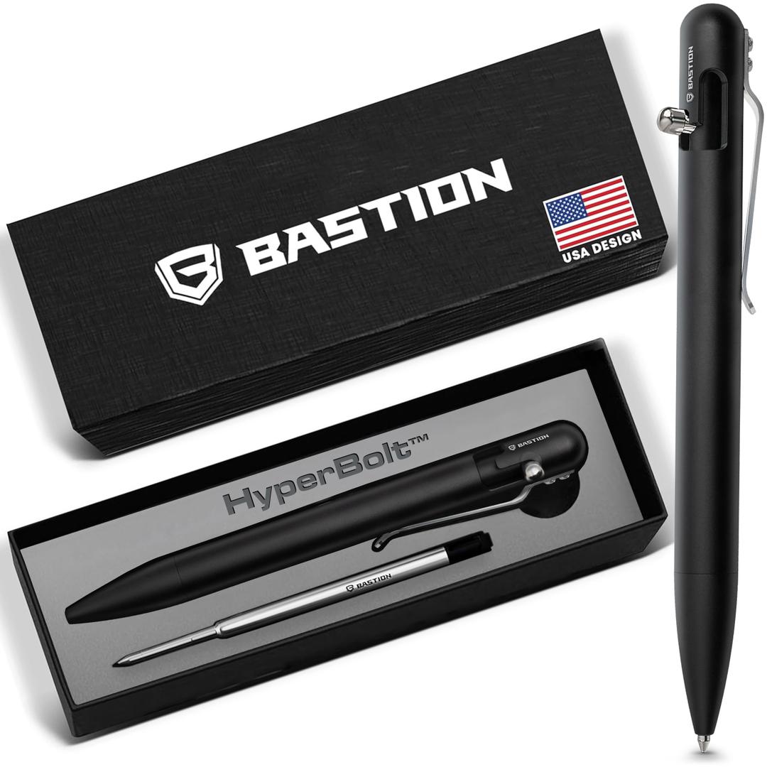 BASTION® Luxury Bolt Action Pen, Durable Professional Ballpoint Pen with Fine Tip, EDC Pen, Ink Refillable Pen for Birthday Gift, Travel Pen for School and Work