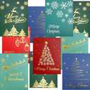 Fancy Land Christmas Greeting Cards with Envelopes 24 Pack Foil Embossed Christmas Note Cards 4 X 5.25 Blank Inaide Snowflakes Tree Ornaments Classic