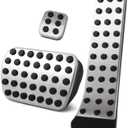 Gas Brake Pedal Cover Non Slip Non Drilled Aluminum Compatible with Mercedes-Benz C E S GLC GLE GLK SLK CLS SL Class W204 W205 W213 X253 W218 W167 Brake Foot Pedals (Silver 3 Pcs)