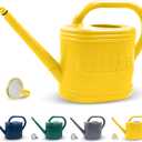 Watering Can for Indoor & Outdoor Plants, Plant Watering Can with Stainless Steel Shower Head, 1 Gallon Plastic Watering Can for Garden, Flowers, Vegetable, Greenhouse (Yellow)
