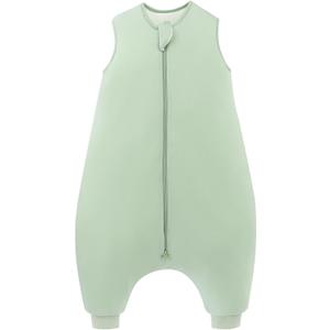 Supersoft Toddler Sleep Sack With Feet 1.0 Tog, Premium Bamboo Viscose Sleep Sacks With Legs 2-Way Zipper Sleep Bag Walker 15-24 Month, Sage