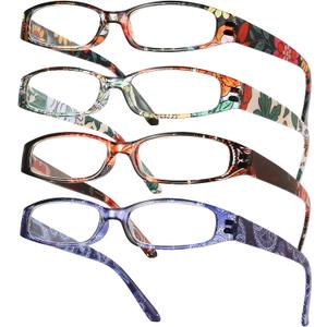 Gaoye 4-Pack Readers for Women, Blue Light Blocking Reading Glasses, Stylish Reading Glasses for Women in 4 Patterns