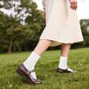 5 Pairs White Dressy Textured Short Socks Scallop Top Ankle Socks Premium Combed Cotton Cute Ruffle Stokings for Girls Casual Office Gifts Choice (White)