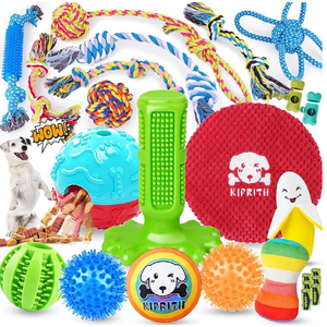 KIPRITII 25 Pack Dog Toys Set – Ideal for Teething, Entertainment & Interactive Play, Includes Puppy Toys, Rope Toys, Treat Balls and Squeaky Dog Toys