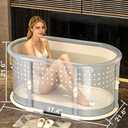 Portable Bath Tub No Installation, Foldable Bathtub for Adults, Separate Hot SPA Tub for Shower Stall, Non-Inflatable Ice Folding Bathubs, Family Soaking Baths (Gray, 37.421.621.6 inch)