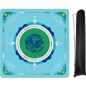 Mahjong Mat, 31.5 Inch Anti-Slip Noise Reduction Mahjong Table Mat with Storage Bag for Mahjong, Dominoes, Poker, Card Games, Tiles and Board Games (Blue)