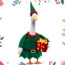 Christmas Porch Goose Outfits,2 Pcs/Set Toy Soldier Style Goose Clothes with Pointed Hat and Gift Box Fits 23" Lawn Goose Statue,Green Christmas Outdoor Goose Costume,Yard Patio Garden Xmas Decor