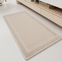 RESARE Waffle Bathroom Runner Rugs, Super Absorbent Bath Mat Non Slip Washable Quick Dry, Upgraded Ultra Soft Boho Bath Rugs with Tassels for Hallway Bedroom Laundry Room, 2'x4'(24"x48"), Pale Beige