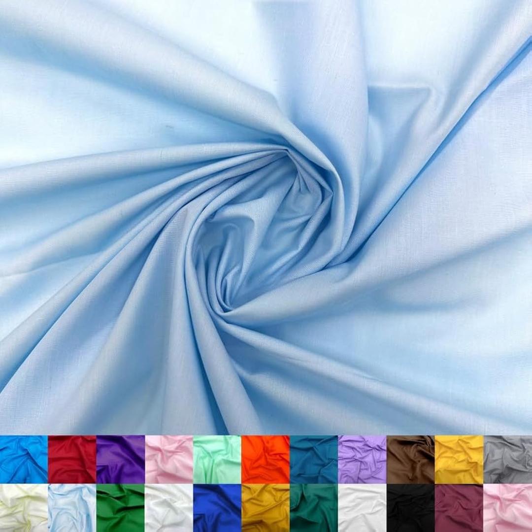 Ice Fabrics Cotton Polyester Broadcloth Fabric by The Yard - 60" Wide Soft & Breathable Broadcloth Fabric for Sewing - Perfect for Apparel, Bedding, Curtains and More - Light Blue - 2 Yards