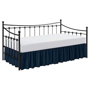 Cottington Lane Daybed Skirt with Split Corners Twin Size Gather Dust Ruffle Bedskirt 12 Inch Drop, Premium Hotel Quality Brushed Microfiber, Classic Platform Fit, Blue Blossom