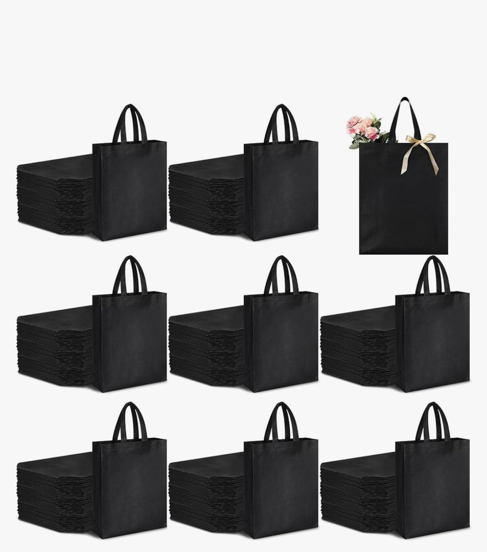 Amylove 80 Pcs Non Woven Tote Bags Bulk Large Reusable Gift Bag Reusable Grocery Bags, 15 x 11. 8 x 4 Inches