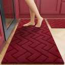 hicorfe Kitchen Runner Rugs and Mats Sets,2 Pieces Absorbent Non-Slip Kitchen Rug,Comfort Kitchen Mat for Floor,Washable for Kitchen,Hallway,Office,Sink,Laundry(20"x48"+20"x32",Red)
