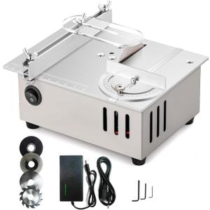 Mini Table Saw, 96W Portable Precision Craft Table Saw1/2" Adjustable Cut DepthSeven Speed Adjustable Power Supply & Angle Adjust 4* Blades, for Wood/PCB/Acrylic/Plastic