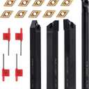 Indexable Lathe Turning Tool 1/2" Shank 14PCS Kit-4PCS Metal Lathe Tools Holder 10PCS DCMT21.51 Carbide Insert for Turning Boring Grooving SDJCR1212H07/SDNCN12120H07/SDJCL1212H07/S12M-SDUCR07