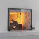 Fire Beauty Fireplace Screen with Doors, Handcrafted Solid Steel, Heavy Duty Metal Mesh, Powder Coat Finish, Spark Guard (37.8"L x 30.7"H)