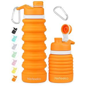 Nefeeko Collapsible Water Bottle, 26oz Silicone Foldable Water Bottles Leakproof BPA Free Travel Water Bottles with Carabiner, Portable Sport Water Bottles for Camping,Hiking Outdoor Indoor Sport