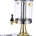 2.11Gallon Commercial Beverage Dispenser with Centre Ice Core and Stand Drip Trays Stainless Steel Cold Drink Dispenser for Parties Pub Cafeteria Restaurant Home Hotel (Gold, single-head)