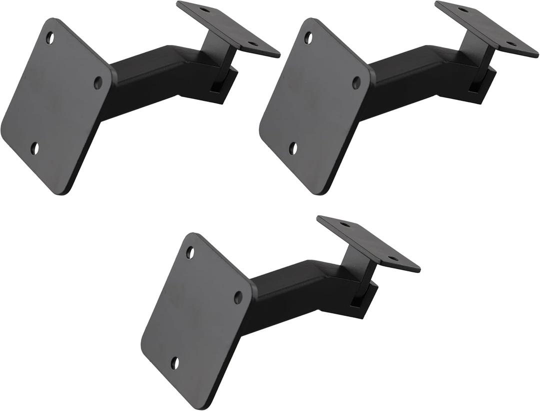 Adjustable Handrail Brackets for Indoor Stairs, Black Iron Stair Railing Support with Swivel Design for Easy-Installation, Secure Banister Fittings for Home, Office, Corridor(3PCS)