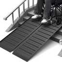 4FT Portable Wheelchair Ramp with Handle, Non-Slip Aluminum Folding Handicap Wheelchair Ramp for Home, Doorways, Thresholds, Steps, Curbs, Stairs, 800 LBS Capacity (4FT(Using height 4"-12"))