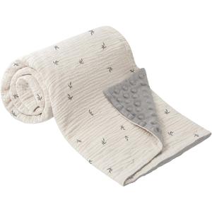 Bearmoss Baby Blankets for Unisex Boys Girls, Soft Nursery Crib Blankets with Muslin Cotton Front and Dotted Fleece Back for Newborns Toddlers 30x40inch (Cute Bud)