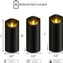 2 x Flickering Flameless Candles, Battery Operated Acrylic LED Pillar Candles with Remote Control and Timer, Set of 9 (Black)
