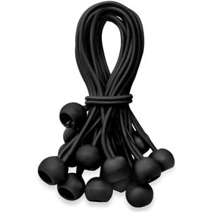 6 Inch Ball Bungee Cords, Heavy Duty UV Resistant Elastic Strap, Reusable Tie Down Cord with Balls, Indoor Outdoor Cords for Golf Net, Soccer Goals, Camping, Tent Poles, Hose (Black, 20 Pack)