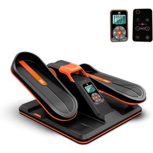 Steppers for Exercise at Home, Stair Stepper with Resistance Bands, Under Desk Elliptical 300 lbs Weight Capacity, Ellipse Leg Exerciser with LCD Monitor