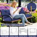 Porch Swing Cushions 48 inch Waterproof Outdoor Swing Cushion Replacement 2 Seater Thick 5in Patio Swing Cushions for Outdoor Furniture Bench (Navy Blue-48x40inch)