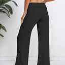 HeSaYep Women's Wide Leg Sweatpants Workout Lounge Pants Fold Over Low Rise Yoga Pants (Black, XS)
