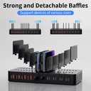 60W Charging Station for Multiple Devices, 10-Port USB Fast Charging Station with Adjustable Dividers - Device Organizer Charging Dock for iPhone, Android, iPad, Tablets & More