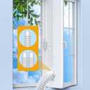 Portable AC Window Seal Kit for Casement & Crank Windows, 300CM/118 No-Drill Window Vent Kit, Adjustable Zipper Seal for Single & Dual Hose Portable Air Conditioners, Waterproof AC Window Kit