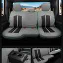 Leather Car Seat Covers for Dodge Ram 1500 4 Door 2012-2018 Crew Cab, Custom Fit Truck Seat Protectors Full Set, Gray Black (Bucket Seat with 40/60 Split Rear Curved Bench)