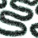 50 Feet Christmas Tinsel Garland Metallic Twist Garland Frost Tip Glitter Xmas Tree Decorations Shiny Wreath for Christmas Party Supplies Indoor and Outdoor Decor, 3.5 Inch Wide (Green)