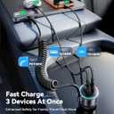 200W Car Charger USB C, PD100W Fast Charge w/100W Type C Fast Charging 5FT Coiled Cable, PD3.0/QC4.0/PPS Cigarette Lighter Phone Adapter for iPhone 17/16 ProMax, MacBook Pro/Air, Samsung S26/S25, iPad