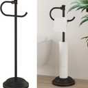 Hoimpro 25" Toilet Paper Holder Free Standing, Floor Bathroom Toilet Paper Tissue Roll Holder with Shelf Stand for 4 Rolls with Storage, Freestanding Handle Hardware Accessories Rack Oil Rubbed Bronze