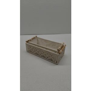 Mkono Macrame Storage Baskets Boho Decor Box Handmade Woven Decorative Countertop Toilet Tank Shelf Cabinet Organizer for Bedroom Livingroom Home, Set of 2, Ivory