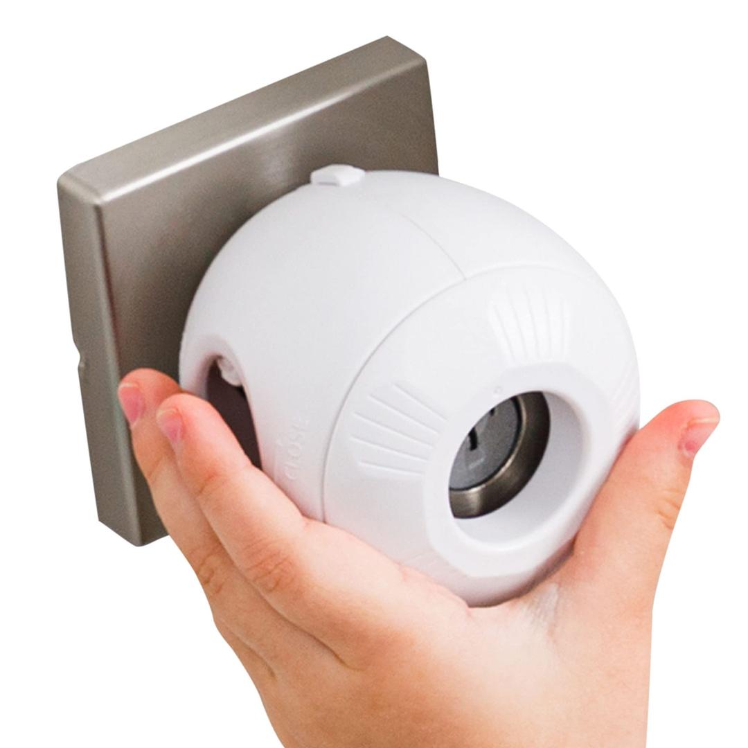 Child Safety Door Knob Cover (4 Pack) Hard-to-Remove Dual-Lock Door Handle Covers for Kids - Reusable Baby Proof Door Knob Locks - Installs Easily, No Tools Needed (White),Pack Of 2