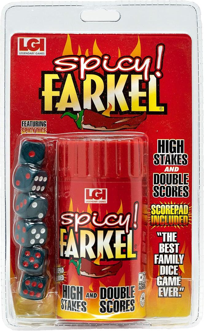 Spicy Farkel Dice Game - High Stakes Family Games & Travel Games Edition with Double Scores & Turn Steals - Games for Adults & Kids Ages 8+ Dice Set