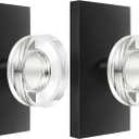 Glass Dummy Door Knob Interior Crystal Dummy Door Handles for Bifold Closet Matte Black, 2 Pack