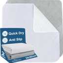 Bed Pads Washable Waterproof(2 Pack, 34 x 36), Washable and Reusable Pee Pads Anti Slip Incontinence Underpad Sheet Protector for Adults, Elderly, Kids, Toddler and Pets, White and Gray