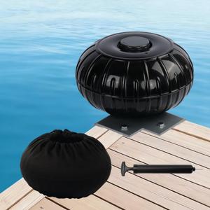 Dock Bumpers Wheel, Dock Corner Bumper Wheel for Docking Pontoon Boat, 18'' Inflatable Dock Fender Wheels,Can Roll Smoothly, Includes Heavy-Duty Hardware, Air Pump and Cover (Black, 18 inch diameter)