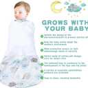BSTOPPT Newborn Sleep Sack Baby Swaddle,3-6 Months,3-Way Adjustable Wearable Blanket,100% Rayon Cotton Swaddling sleeping bag TOG 0.5（Clouds & Starry Sky）
